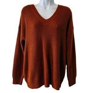 Umgee Sweater Burnt Orange Tie Back Pullover Fall Autumn Cozy Chunky Knit Size M